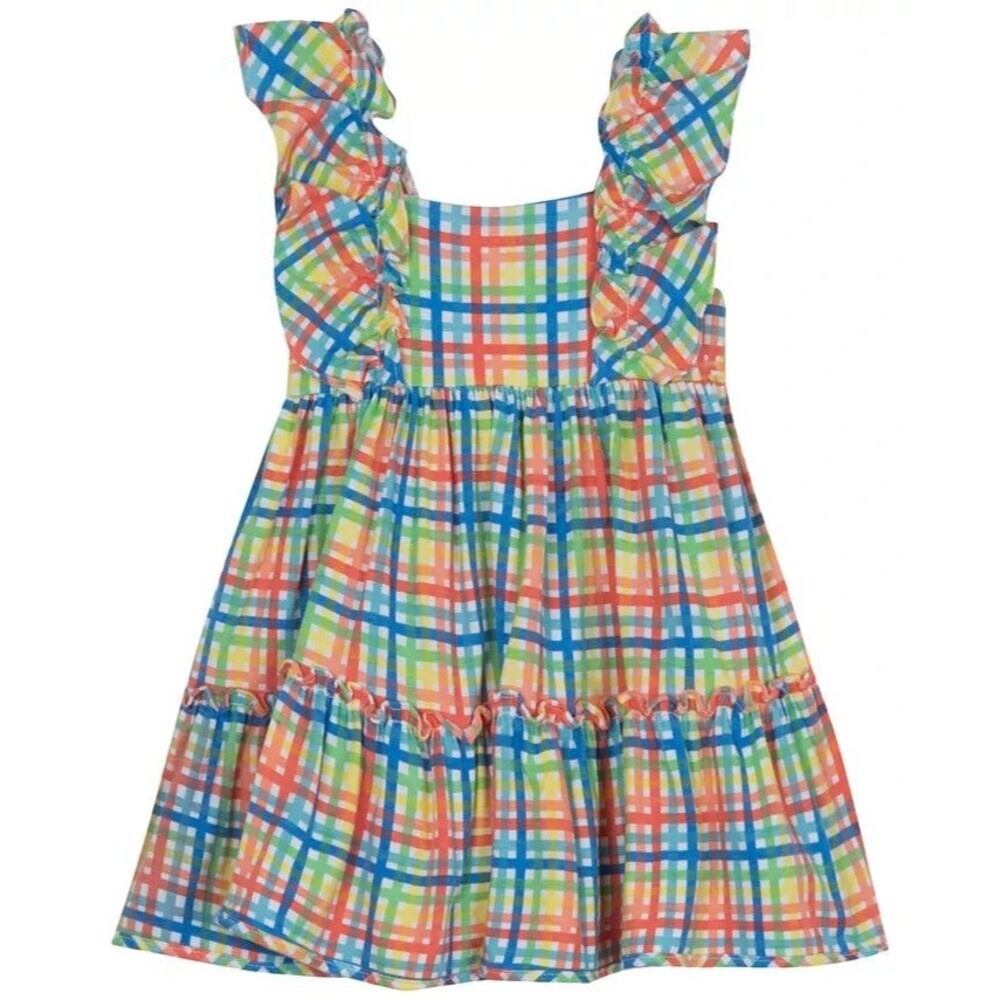 Rare Editions Little Girls Pinafore Ruffles Flared Skirt Dress Coral Size6X